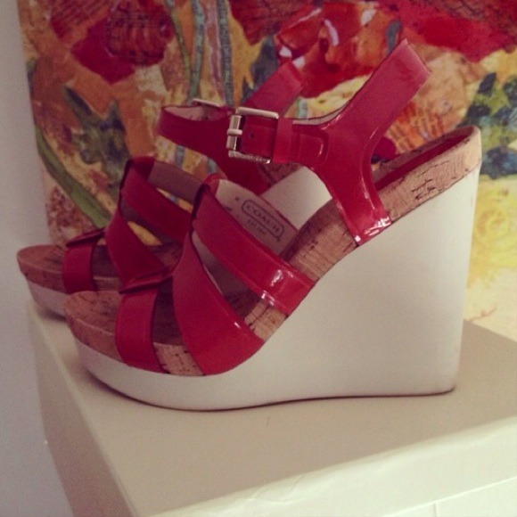 COACH OPEN TOED TULIP SUMMER WEDGES!:) - Picture 1 of 3