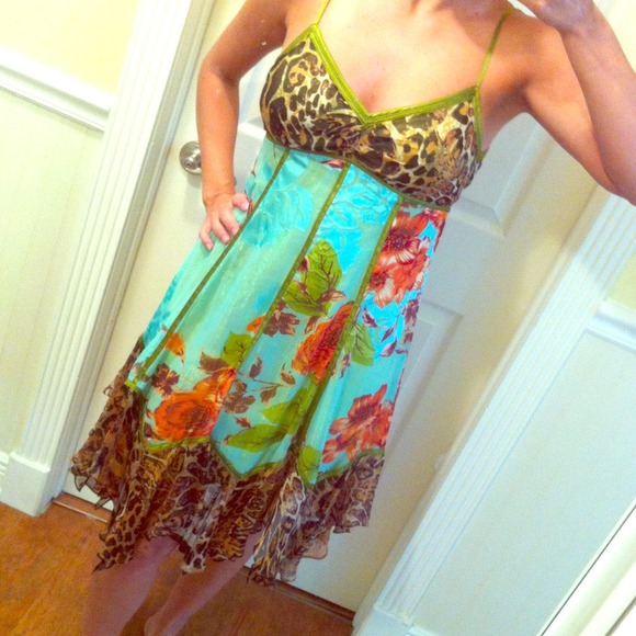 Sue Wong dress and leopard earrings bundle