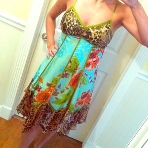 Sue Wong dress and leopard earrings bundle