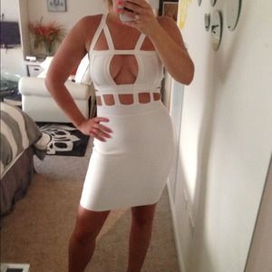 White Cutout Bandage Dress