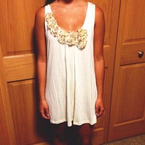 Cream Dress with Flowers