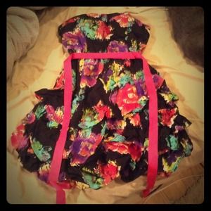 Strapless floral dress