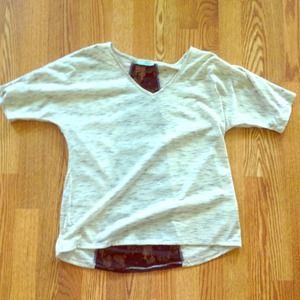 White and black lace oversized top