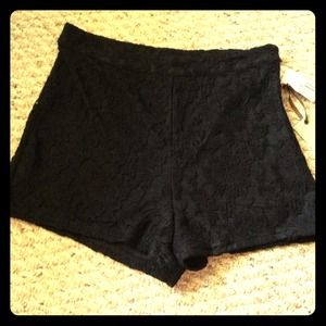 Cute high waisted black lace shorts