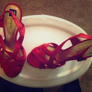 Red formal shoes