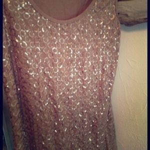Brown tank top with gold sequins