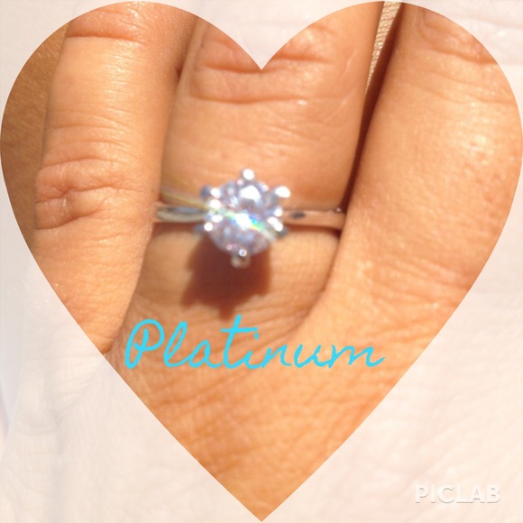 Platinum plated crystal ring size 6.5 fun !!!