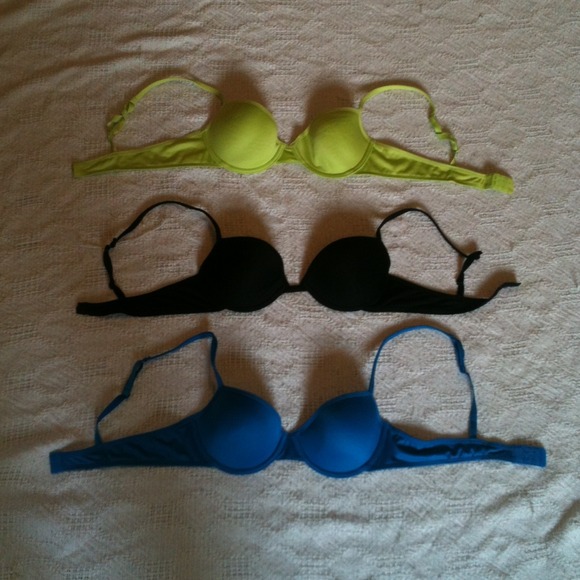 Blue...Black...Lime Green Bras