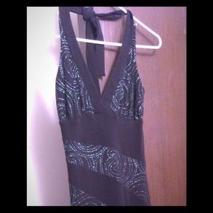 Black Halter dress w teal accents