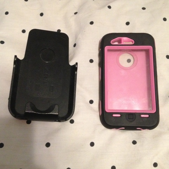 Pink & Black Otter Box and Clip Holder