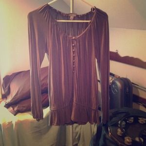 Grey flowy long sleeve blouse with buttons