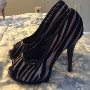 Traded! Black and silver zebra heels!