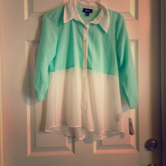 iZybyer mint sheer shirt.