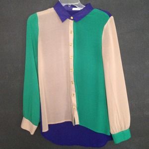 Collared Colored Blocked Top