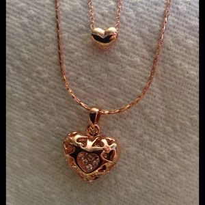18k Rose gold SWAROVSKI crystal gp Heart Necklace