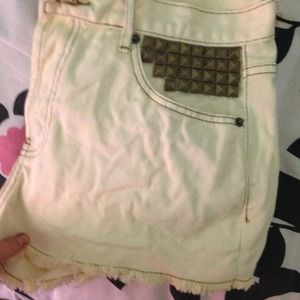 White high waisted shorts with studs