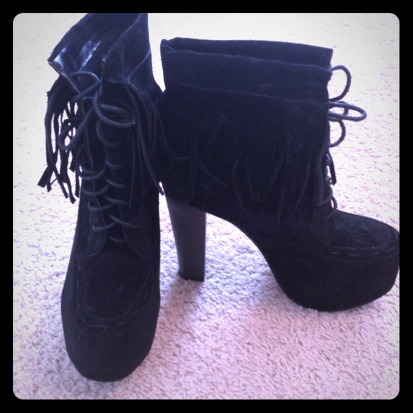 Black Suede High Heeled Booties