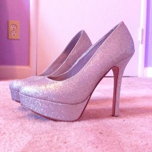 Silver Glitter Stiletto Heels