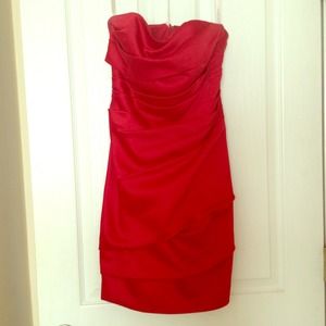 Strapless red bridesmaid dress