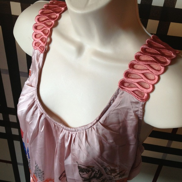 Sold. Arden B silky asymmetrical printed party top - Picture 2 of 4