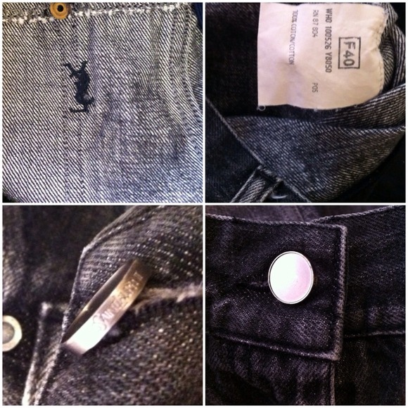 YSL Distressed Denim Faded Style Black Mid Rise Bootcut Jeans Edgy Cool Medium - Picture 8 of 11