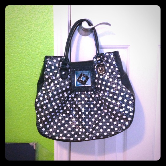 Betsey Johnson Black & White Sequin Purse