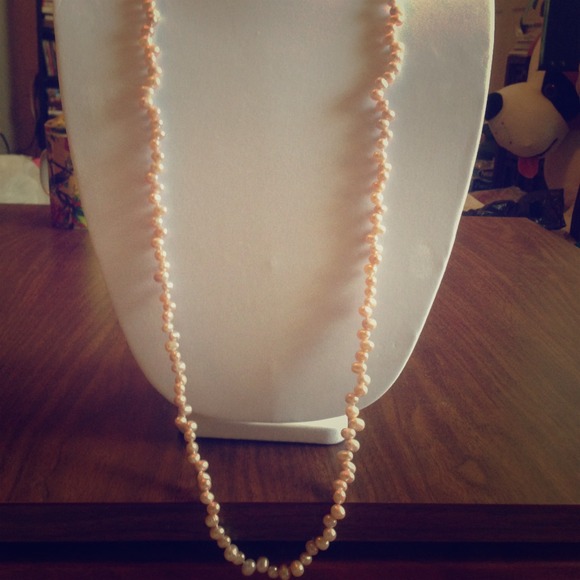 💐Beautiful rare pink LONG REAL pearl necklace🌸🌸
