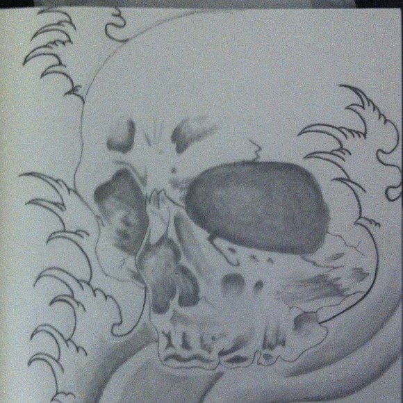 Skull and waves