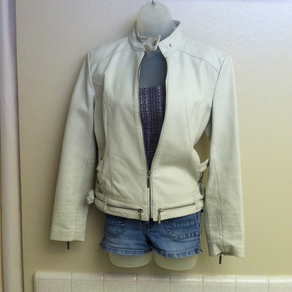 Off White Leather Jacket w/ mesh lining