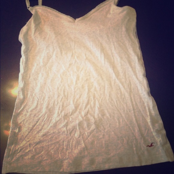 Grey V Neck Tank With Lace Detail