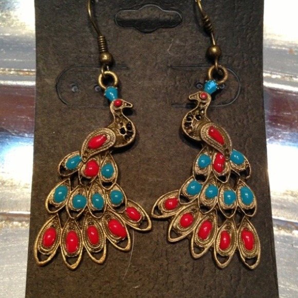 🚨🚨SALE NWT Bronze Peacock Red & Blue Stones. - Picture 2 of 4