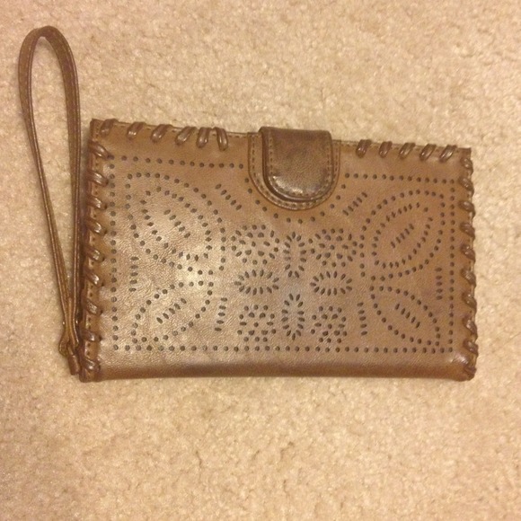 Faux leather wristlet
