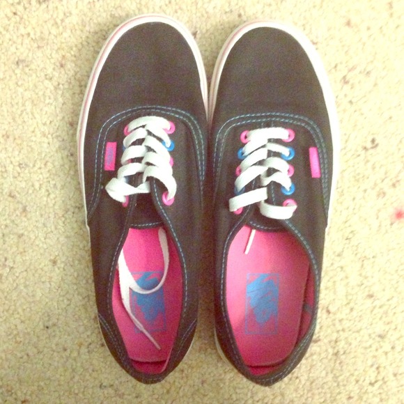Black with blue and pink VANS
