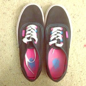 Black with blue and pink VANS