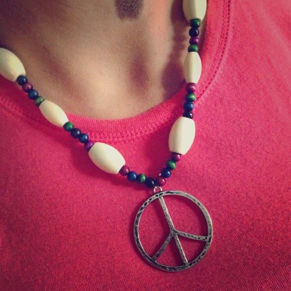 Peace sign beaded necklace