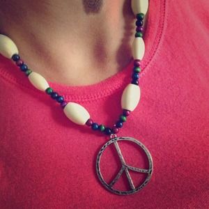 Peace sign beaded necklace