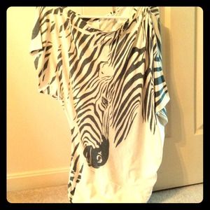 One side open, sexy zebra dress -short