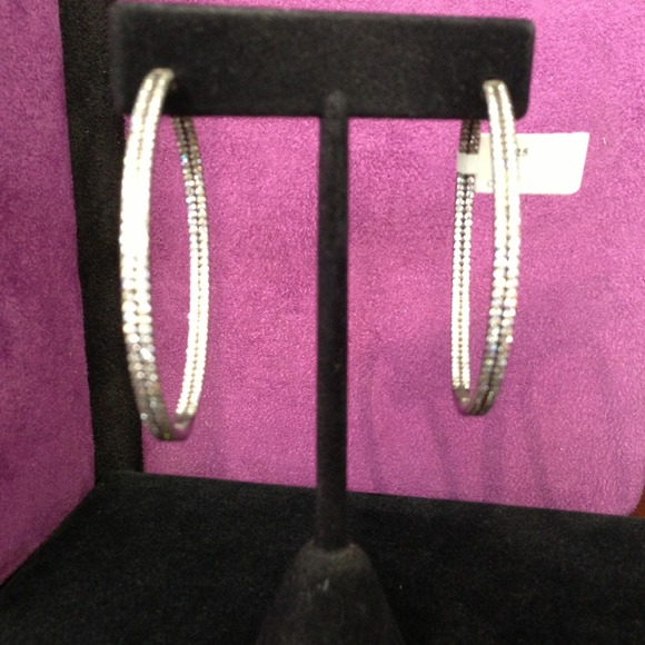 Micro pave silver hoops
