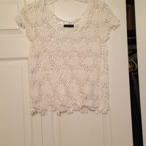 White crochet sunflower top