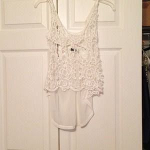 White crochet/sheer top