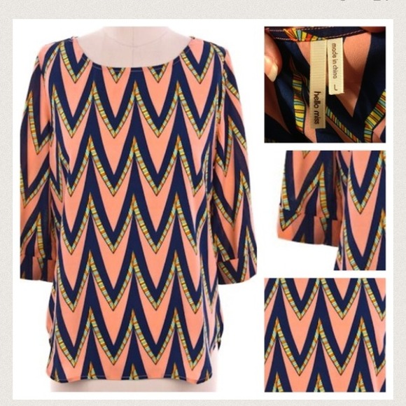 Coral chevron shirt NWOT