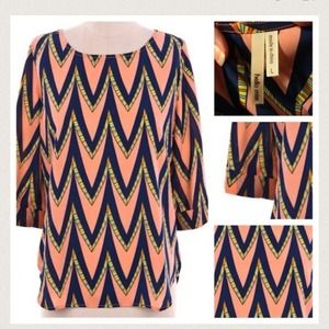 Coral chevron shirt NWOT
