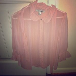 Forever 21 sheer pink blouse