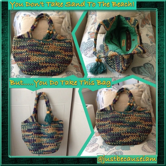 Colorful Turquoise "flora bella" Genuine Straw Bag
