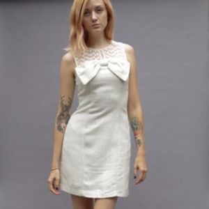REDUCED Darling White Dress w/ Big Bow and Lace
