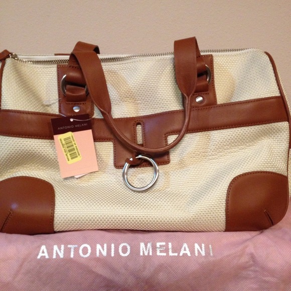 New Antonio Melani Nude Bag With Leather Accents