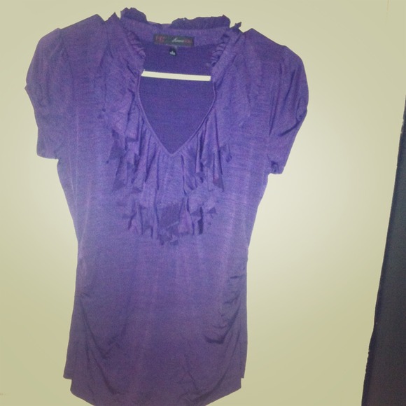 Purple, ruffled shirt