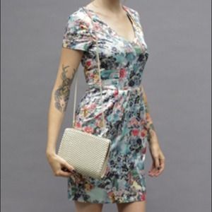 Photo Realistic Floral Print Sateen Dress