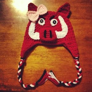 Arkansas Razorback/Hog Hat (crochet)