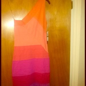 One shoulder color block dress